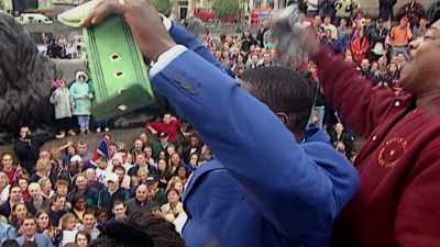 - [Ring Announcer] The winner - Bruno v Tyson