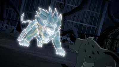 - (ROARS)
- (WHIMPERING) - Justice League Action