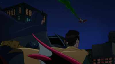 Robin, use the mini Bat-zooka
to disable his flight gear. - Batman vs  Two Face