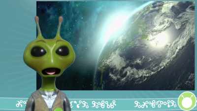 [robotic laughter]
Ha-ha-ha ha-ha-ha. - Alien TV