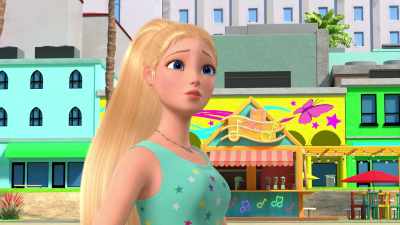 Rocki's getting away...
with Peggy. - Barbie: A Touch of Magic