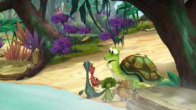 -Rocky! Where are you going?
-To get Giganto! - Gigantosaurus