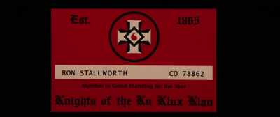 "Ron Stallworth, member
in good standing for the year. - BlacKkKlansman