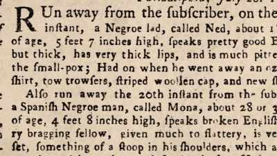 Run away from the subscriber,
a Negroe lad called Ned, - Benjamin Franklin