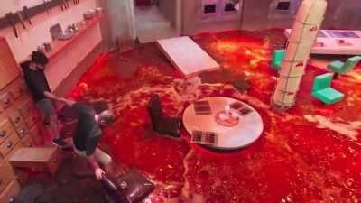 Ryan, helping his buddy Alex - Floor Is Lava