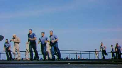 SAILORS GET WORD TO
SCRAMBLE THEIR PLANES. - The Pacific War in Color