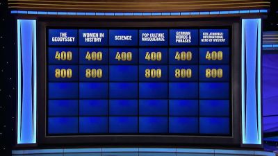 Sam?
- What is auf wiedersehen? - Jeopardy! Masters