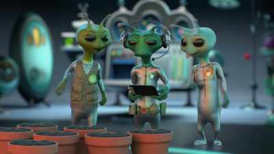 [satisfied babbling] - Alien TV