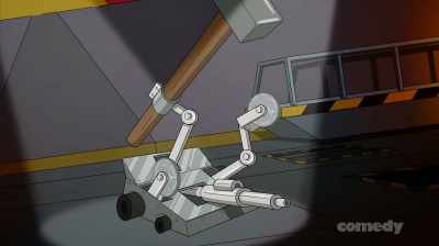 [saws buzzing,
electric guitars soloing] - Corner Gas Animated