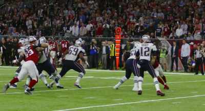 Second quarter, still 0-7,
Falcons leading. - 80 for Brady