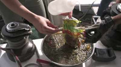              See how the plastic
      separating from that foil. - The Story of Plastic