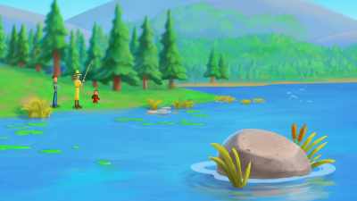 See that rock in those reeds?
- Yeah. - Curious George: Go West, Go Wild