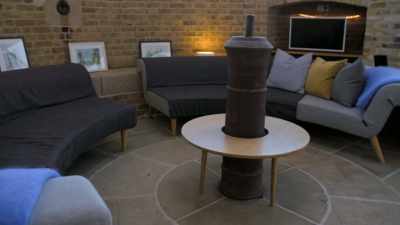 -- See the sofa? Specially designed - Extraordinary Escapes with Sandi Toksvig
