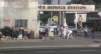 Seems to be some activity
across the street. - Gas Pump Girls