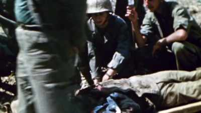 Sees one officer hit the wall. - The Pacific War in Color