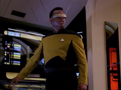 Sensors indicate wreckage
on the asteroid's surface, Data. - Star Trek: The Next Generation