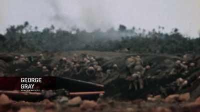 SGT GRAY: We decided
we'd clean out a shell hole - The Pacific War in Color