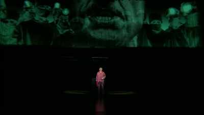 Shagging your way through conference,
promising them the world, - National Theatre Live: Nye