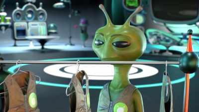 [shaky huffing] - Alien TV