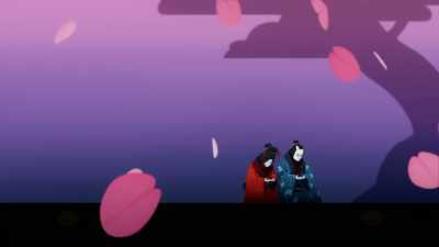[shamisen music playing] - BLUE EYE SAMURAI