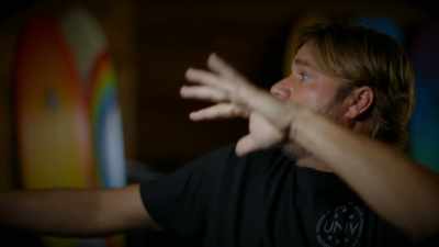She catches it, gets barreled
on his board-- she rips-- - Momentum Generation