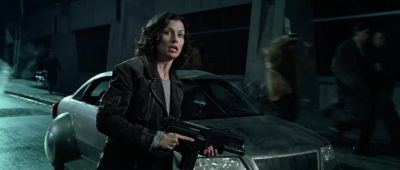 She just shot at you with her eyes closed - I, Robot