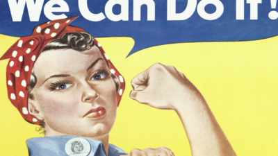 SHE LATER BECOMES KNOWN
AS ROSIE THE RIVETER. - America in Color
