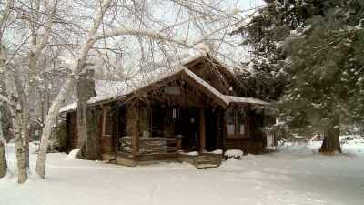 She lives in
a beautiful log cabin - Pet Fooled