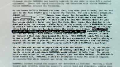 She said, "I saw his face when
he stood behind the tree." - Myth of the Zodiac Killer