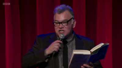 "She saw the falling shark
rolling around on the Axminster, - Stewart Lee: Tornado