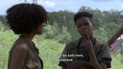 She says we'll be
safe here. She promised. - The Walking Dead