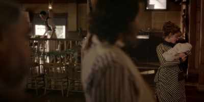 She sewed the hole
in my shoulder closed - Deadwood: The Movie