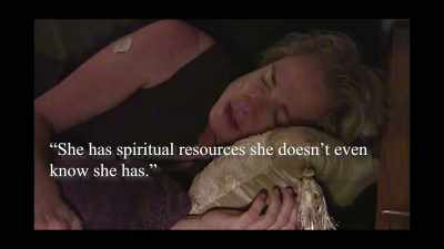 She has spiritual resources
she doesn't even know she has. - Hacking the Afterlife