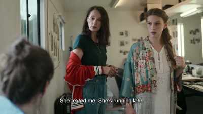 She texted me. 
She's running late. - Irma Vep