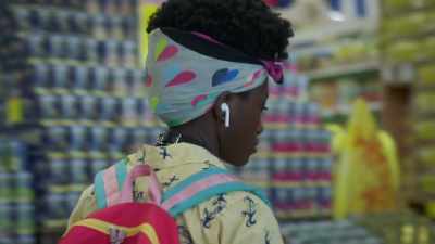 [Sheck Wes' "Mo Bamba"
playing through earbuds] - Betty