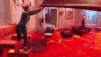Sherrie's gonna try and cross
the canoe from underneath! - Floor Is Lava
