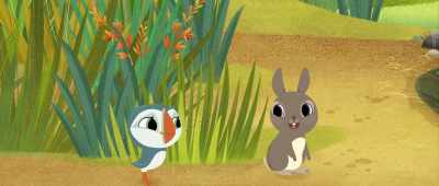 She's an older Puffin.
You should see her flying! - Puffin Rock and the New Friends