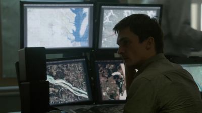 She's at a window counter
with her camera crew... - Homeland