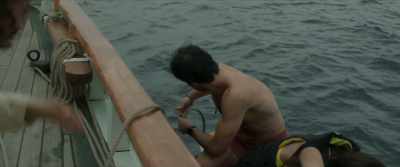 She's bleeding. Here, come here.
OK, tie it off, tie it off. - Into the Deep