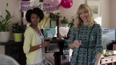 She's getting ready in her room, 
costume change. - Motherland