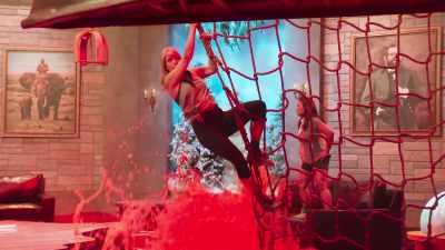 She's gonna transition directly
from the cargo net to the canoe! - Floor Is Lava