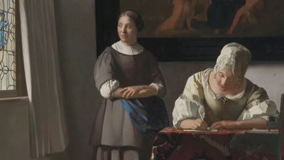 She's locked into her idea.
She's looking down. - Vermeer: The Greatest Exhibition