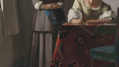 She's re-thought her idea
about why she's going to write, - Vermeer: The Greatest Exhibition