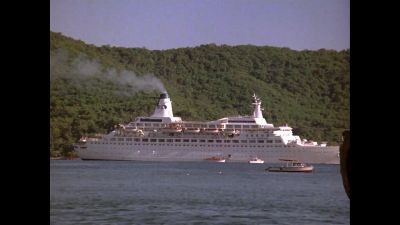 Ship's announcer:
Good afternoon. - The Love Boat