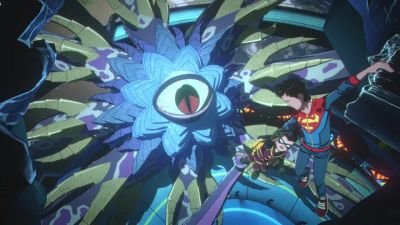 - Shoot it!
- What if I hit you? - Batman and Superman: Battle of the Super Sons