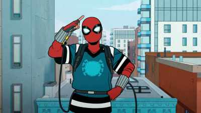 - Shouldn't be long.
- [muffled speaking] - Your Friendly Neighborhood Spider-Man