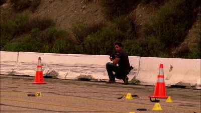 Shreds of rubber everywhere. - CSI: Crime Scene Investigation