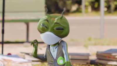 - [shrieking]
- [zapping] - Alien TV