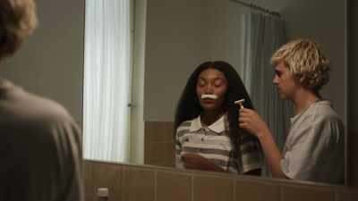 -(shuts off water)
-(taps razor) - We Are Who We Are