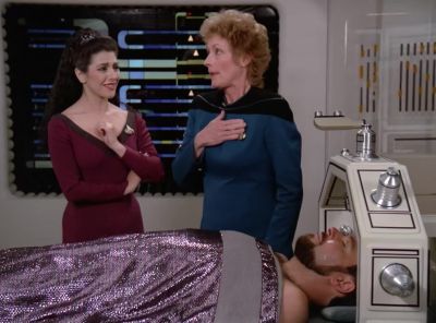 - Sickbay to bridge.
- Yes, Doctor? - Star Trek: The Next Generation